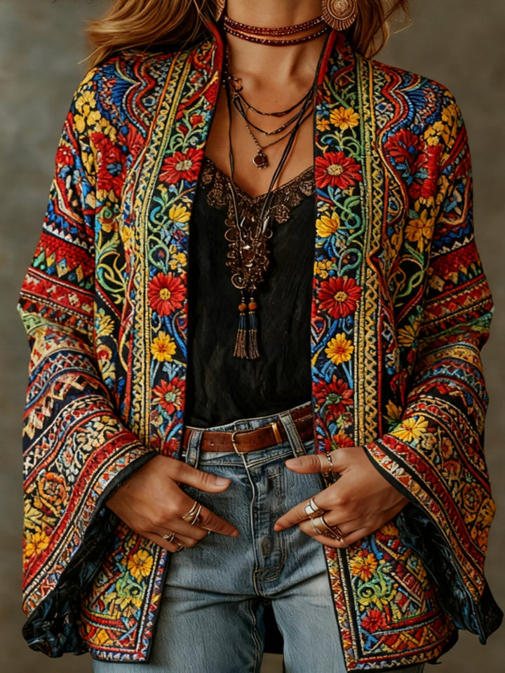 Eudocia - Boho-broderet kimono-cardigan