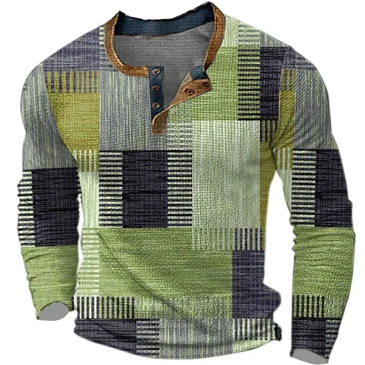 Karel - Farverig patchwork-langærmet skjorte