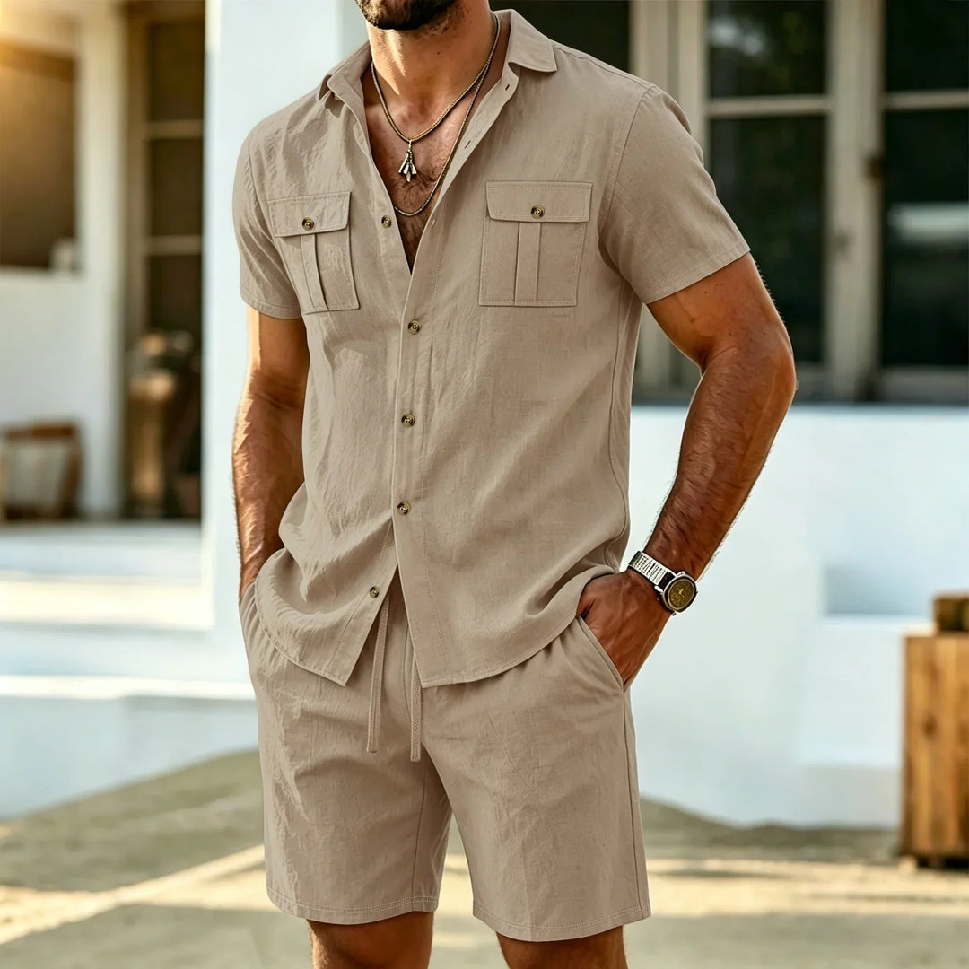 Baird - Hørblandet skjorte- og shorts-sæt