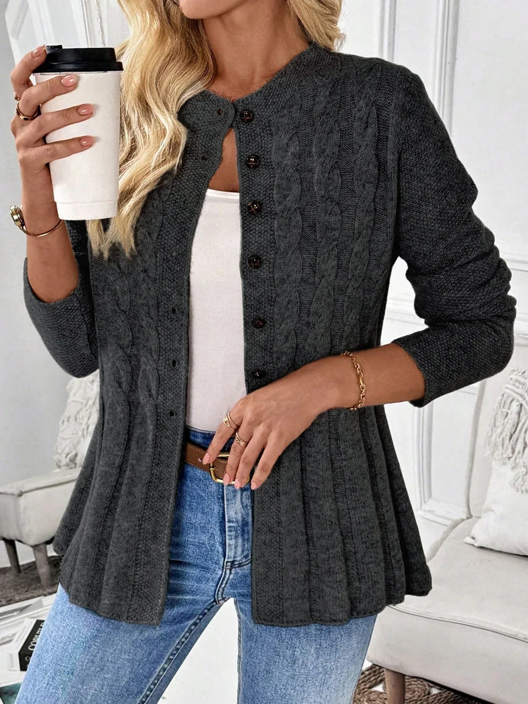Zarela - Eksklusiv åbenstrikket cardigan