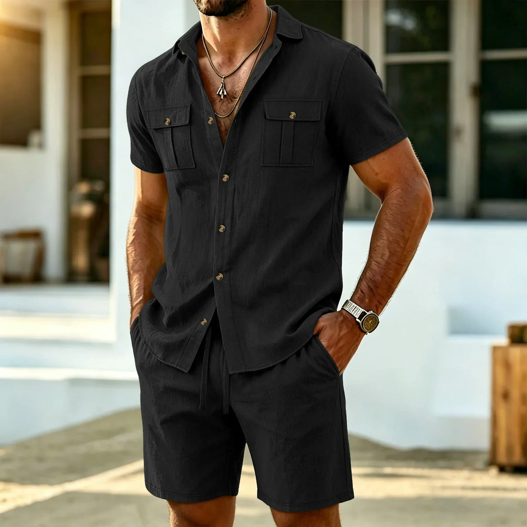 Baird - Hørblandet skjorte- og shorts-sæt