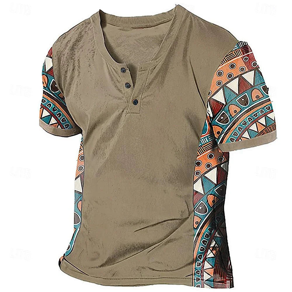 Zachary - Vintage-inspireret tribal henley-trøje