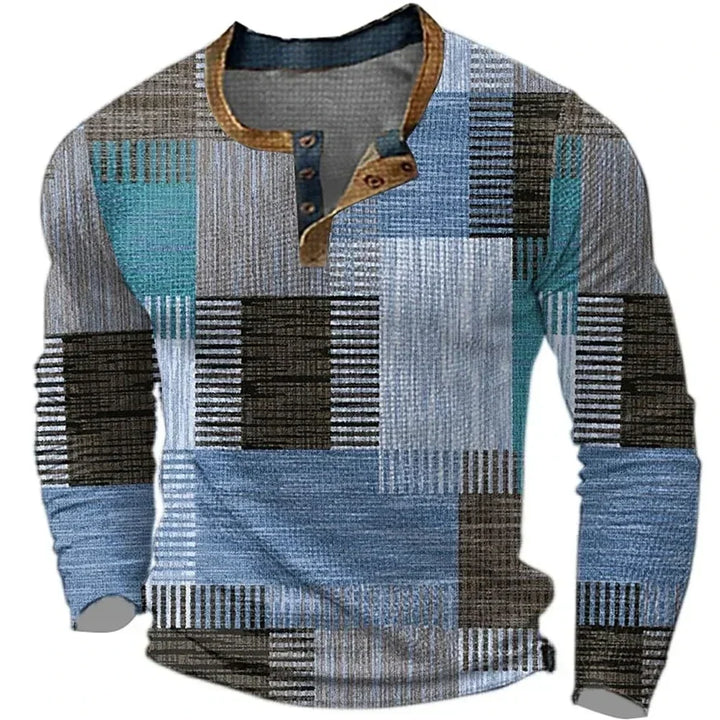 Karel - Farverig patchwork-langærmet skjorte