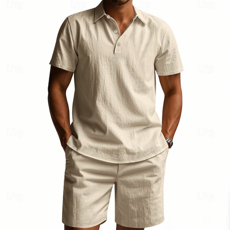 Gervase - Åndbart poloshirt- og shorts-sæt