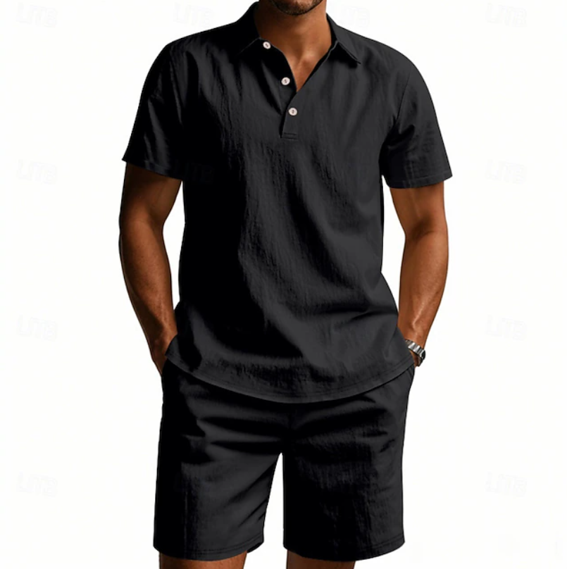 Gervase - Åndbart poloshirt- og shorts-sæt