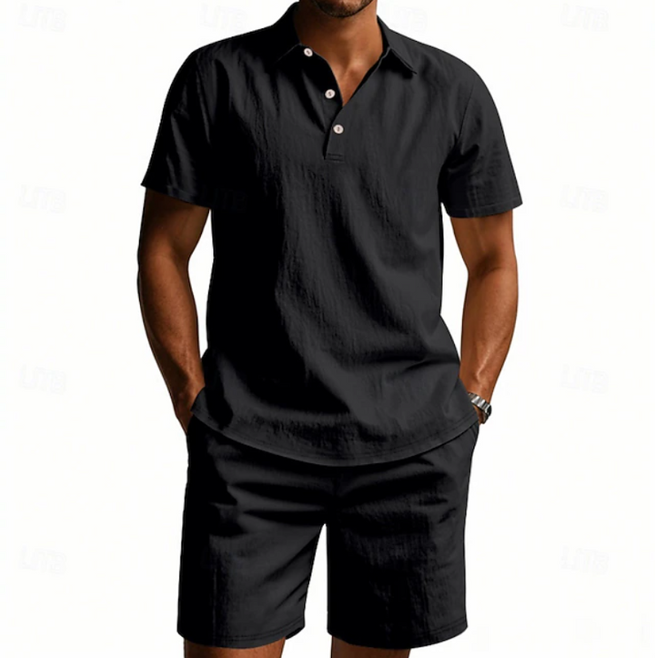 Gervase - Åndbart poloshirt- og shorts-sæt