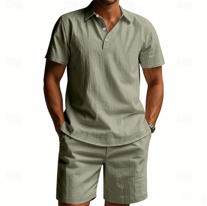 Gervase - Åndbart poloshirt- og shorts-sæt