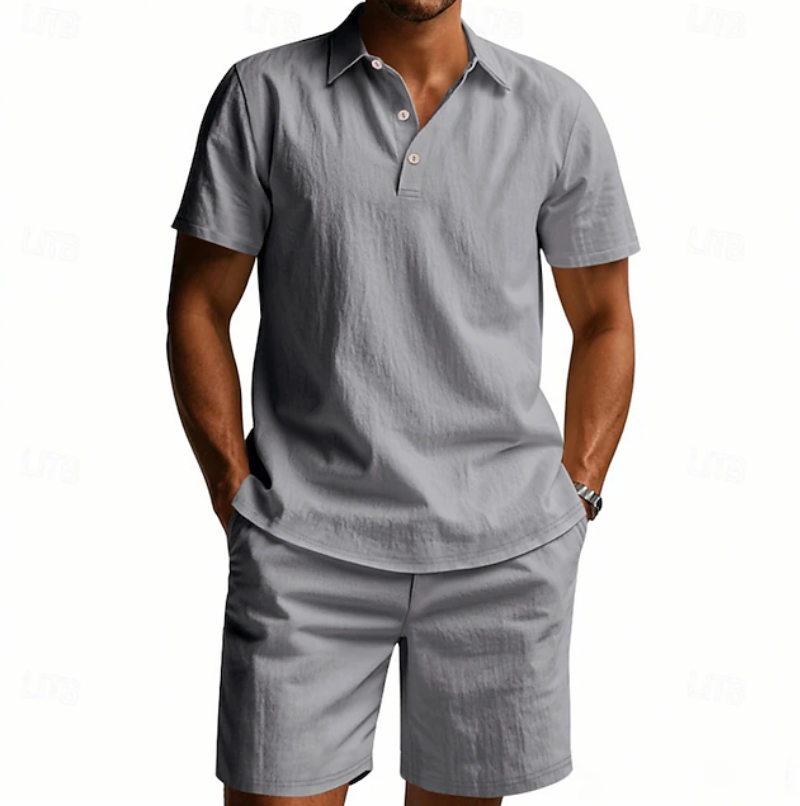 Gervase - Åndbart poloshirt- og shorts-sæt