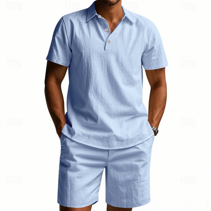 Gervase - Åndbart poloshirt- og shorts-sæt