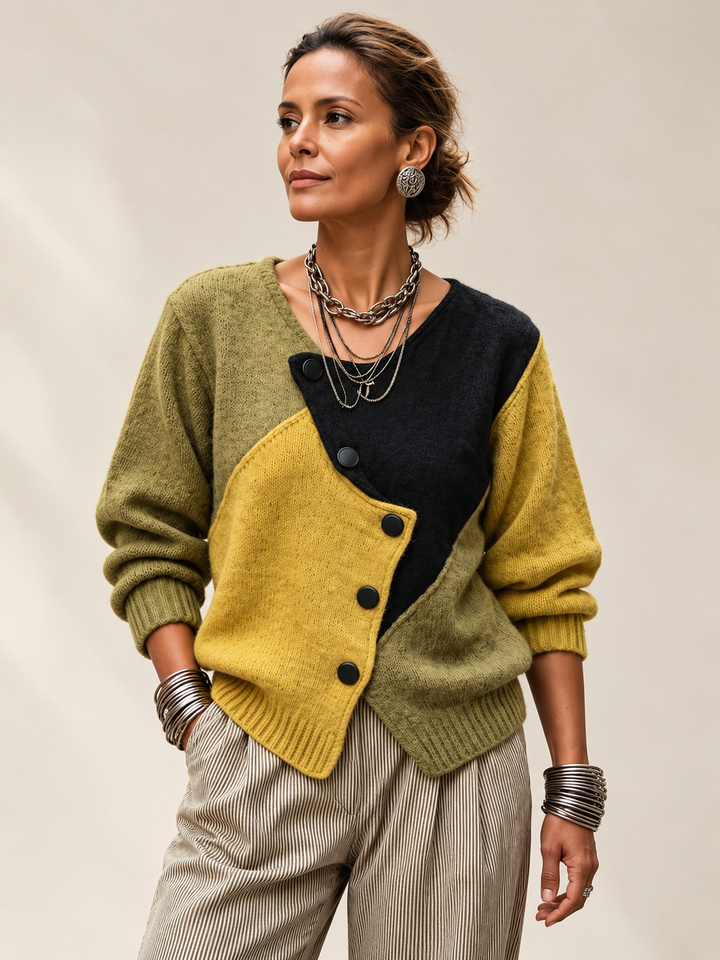 Ismay - Asymmetrisk cardigan med knapper