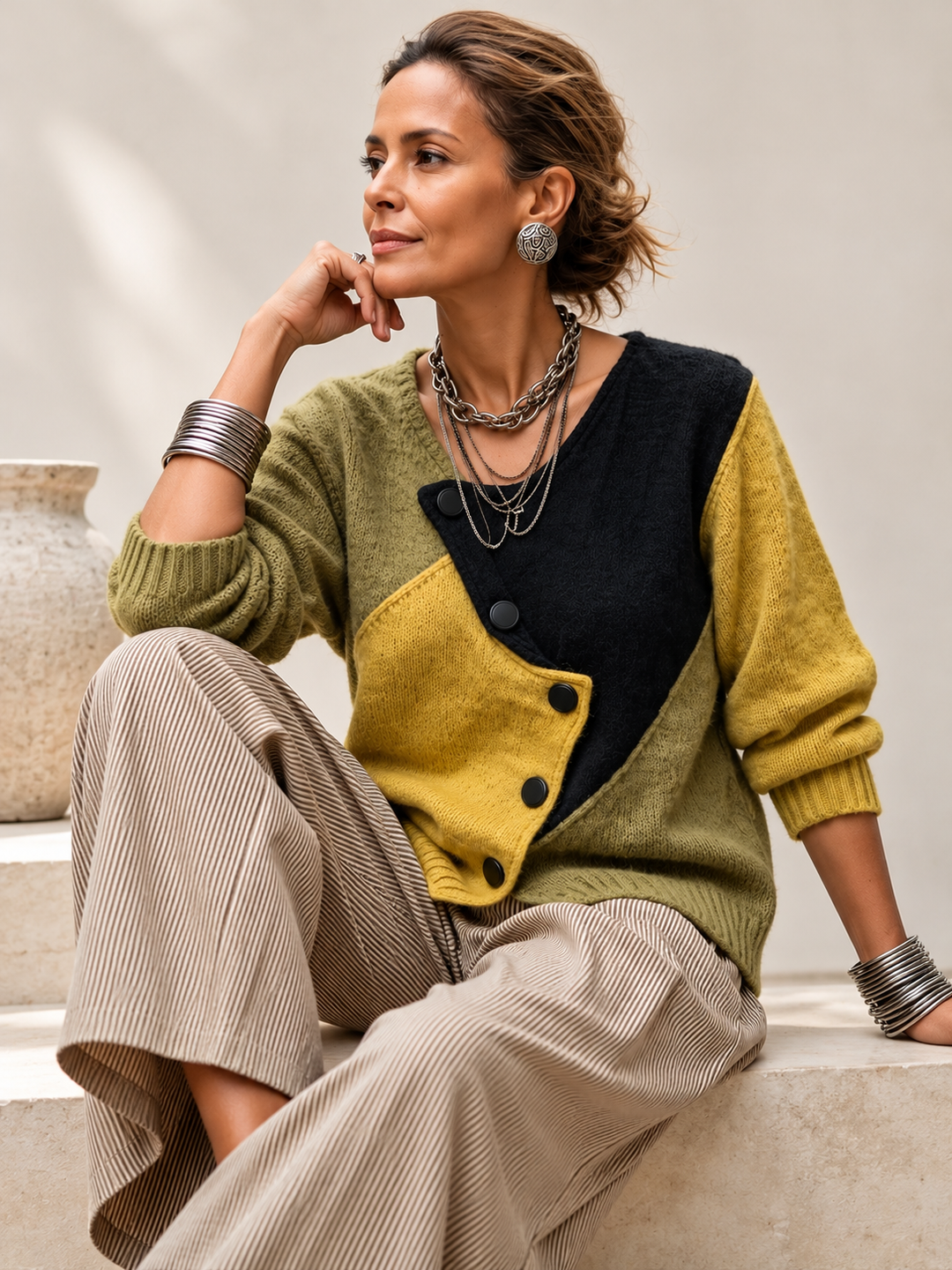 Ismay - Asymmetrisk cardigan med knapper