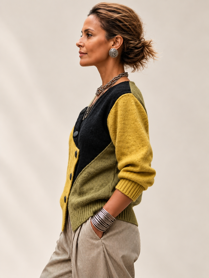 Ismay - Asymmetrisk cardigan med knapper