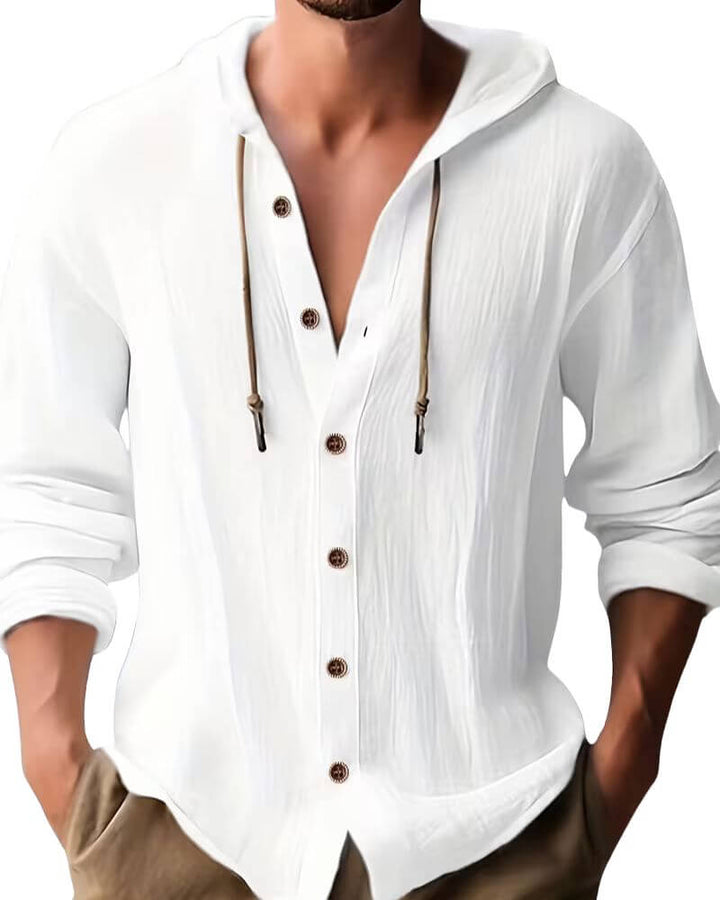 Fraser - soft-touch Henley-hætte-T-shirt