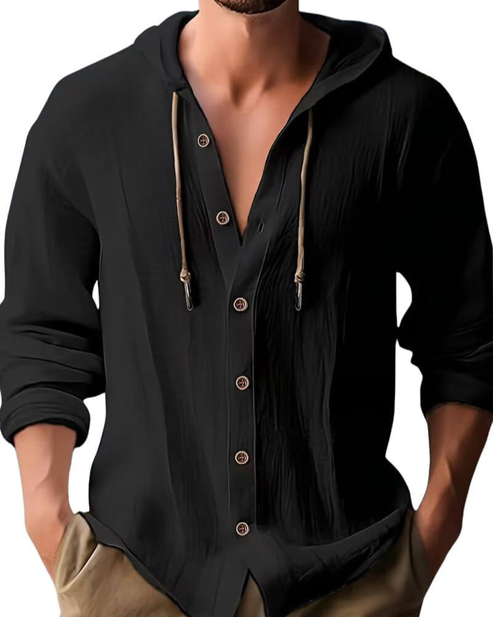 Fraser - soft-touch Henley-hætte-T-shirt
