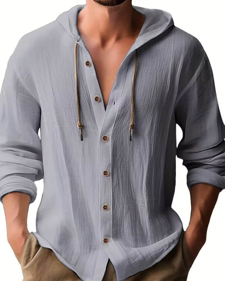 Fraser - soft-touch Henley-hætte-T-shirt