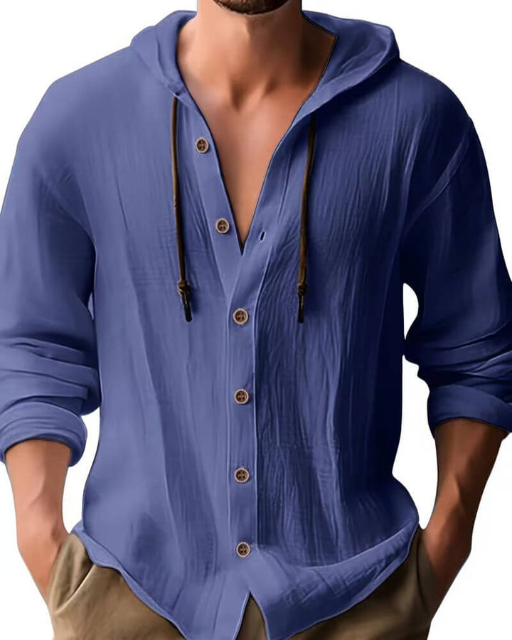 Fraser - soft-touch Henley-hætte-T-shirt