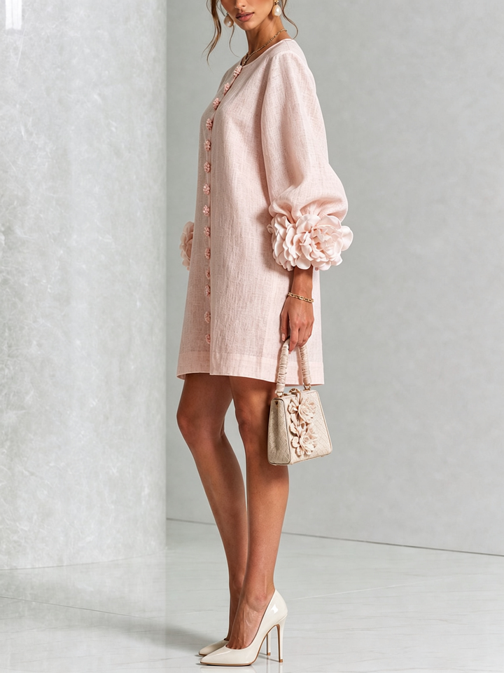 Elovienne - Tekstureret minikjole i hør