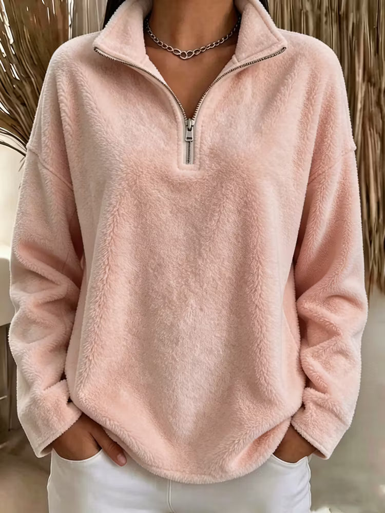 Tiana - Afslappet fleece-sweatshirt med høj hals