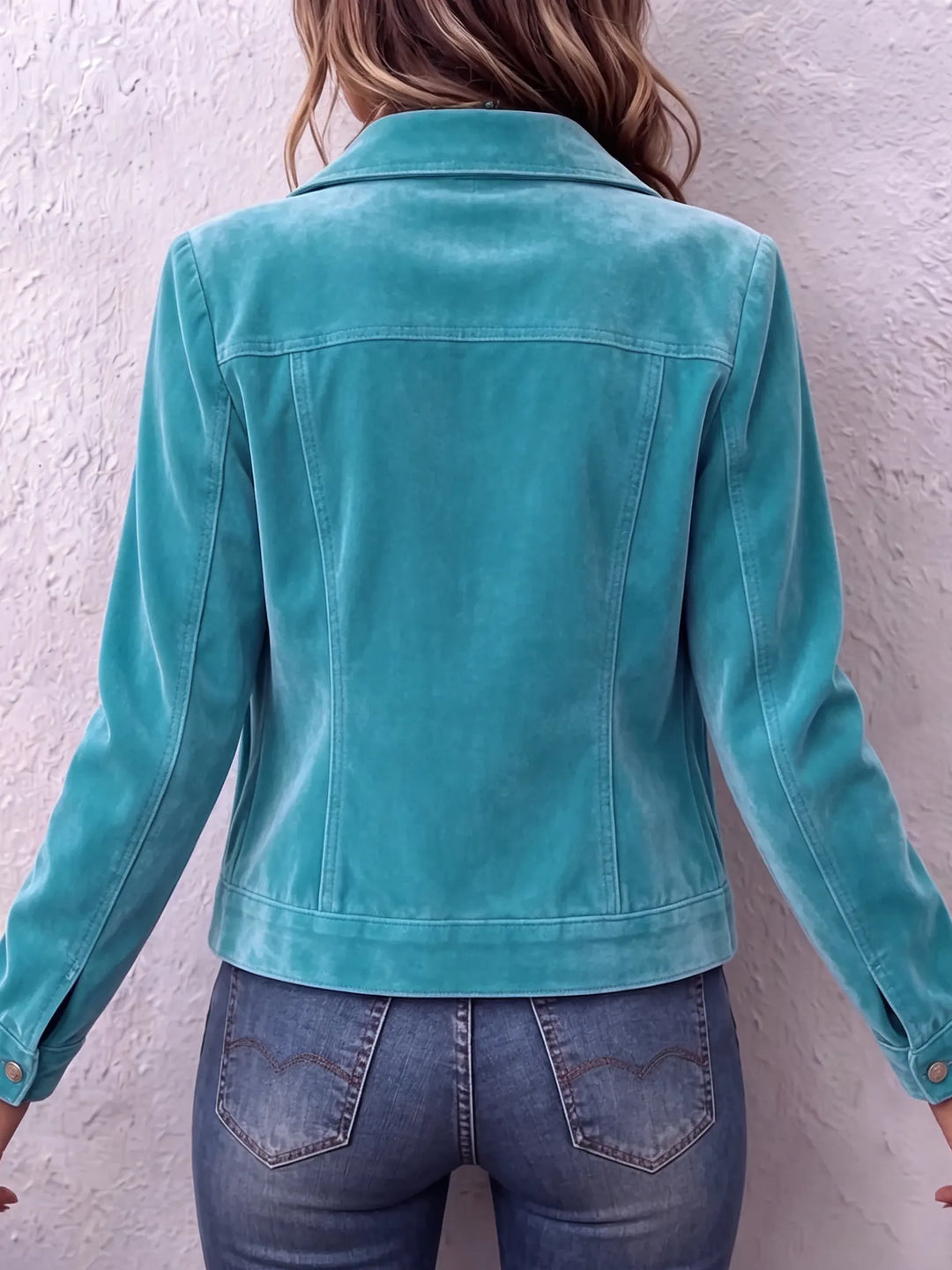 Amandria - vintagevasket jakke med knaplukning