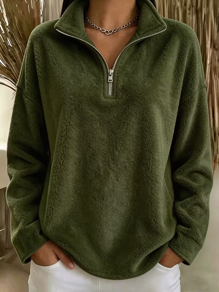 Tiana - Afslappet fleece-sweatshirt med høj hals