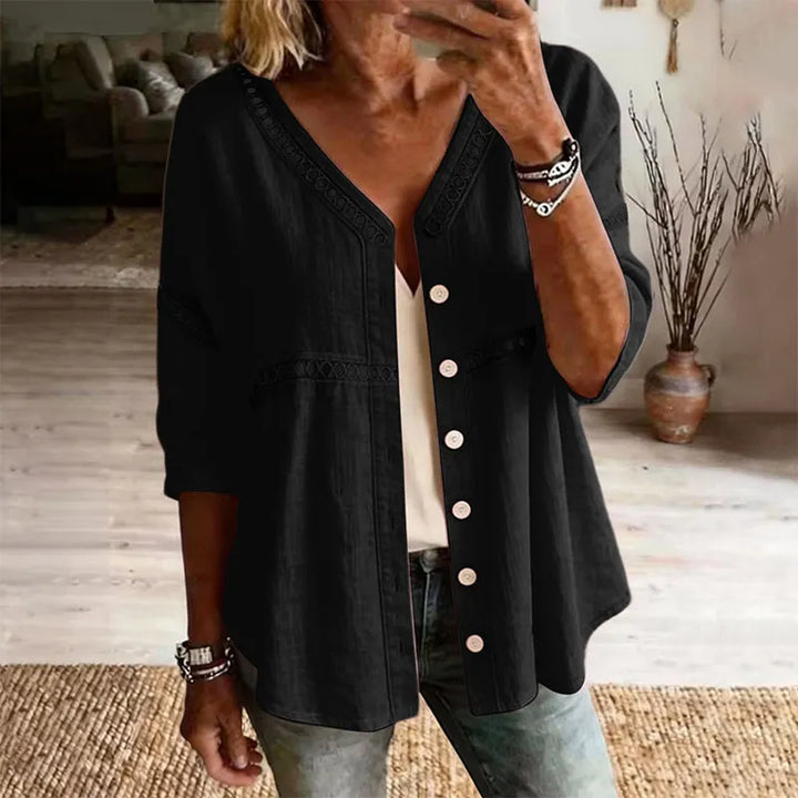Ardena - Broderet gennemknappet bluse