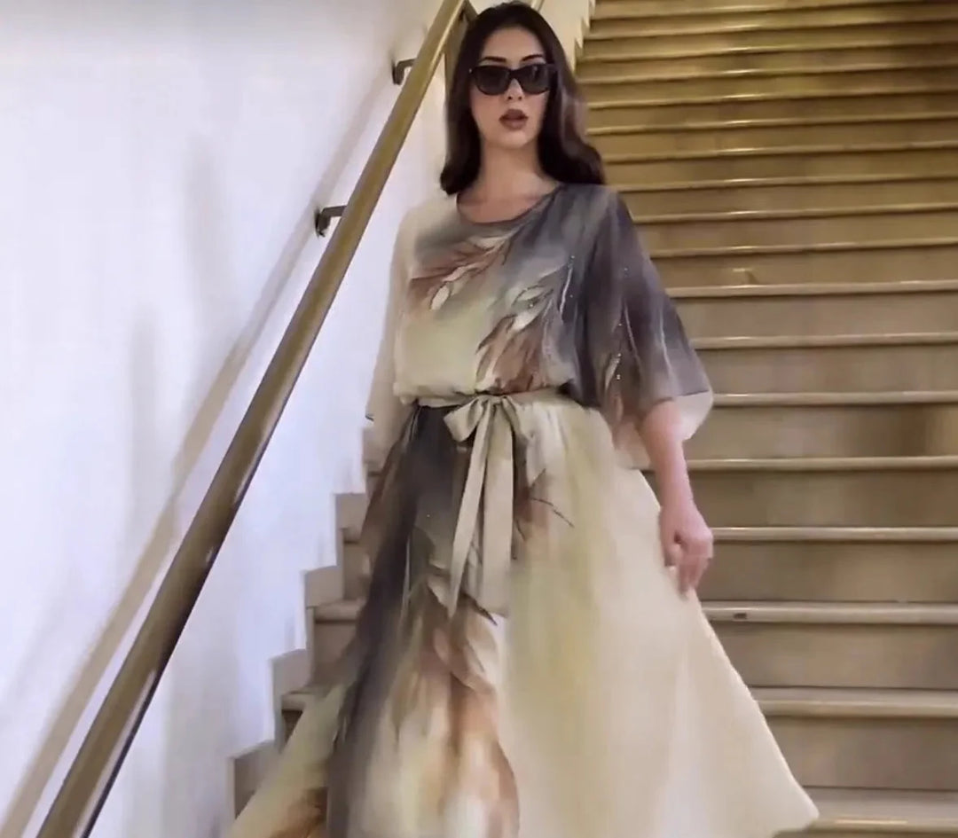 Halinor - elegant maxikjole i chiffon