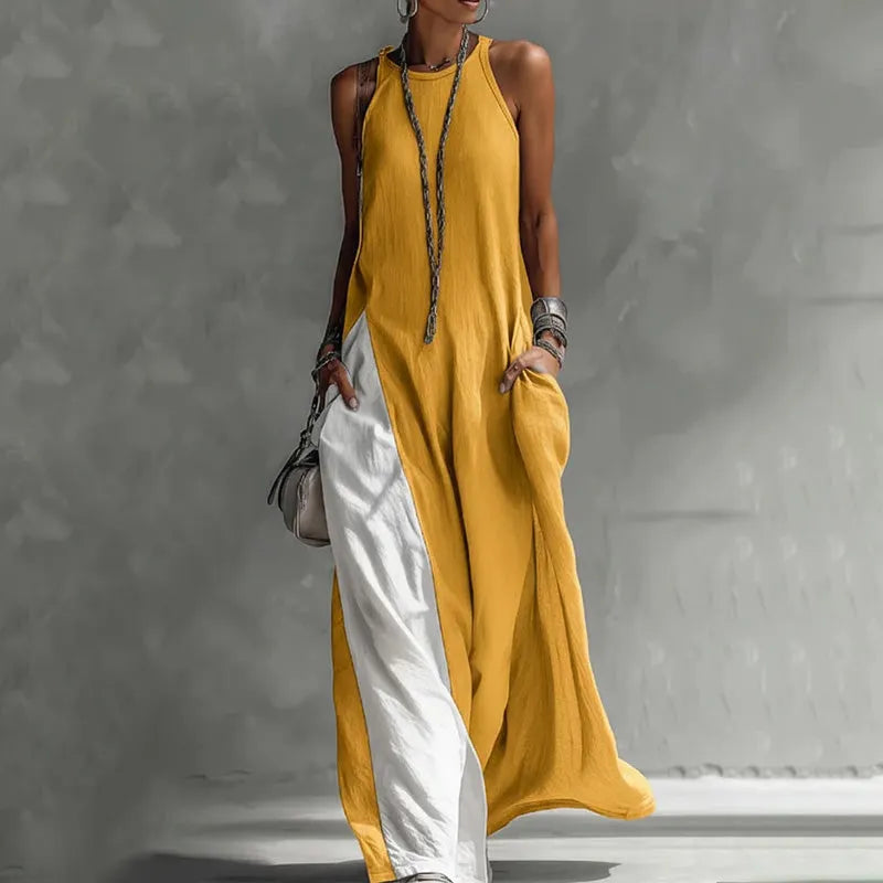 Zarella - Soft-touch colorblock maxikjole