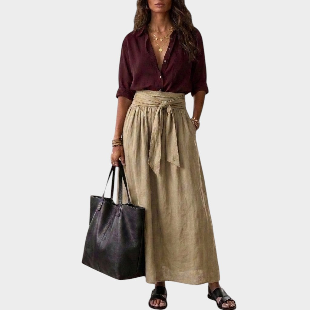 Salome - Sæt med loose fit-bluse og midi-nederdel