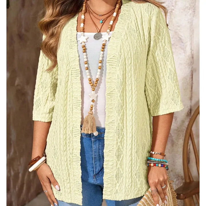 Delienne - Ultrablød pointelle strikcardigan