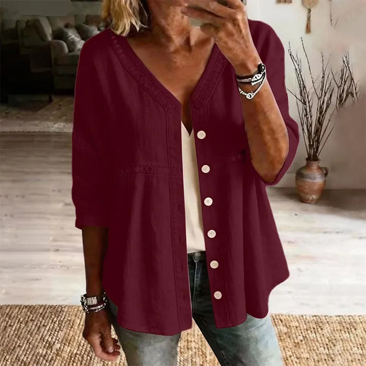 Ardena - Broderet gennemknappet bluse