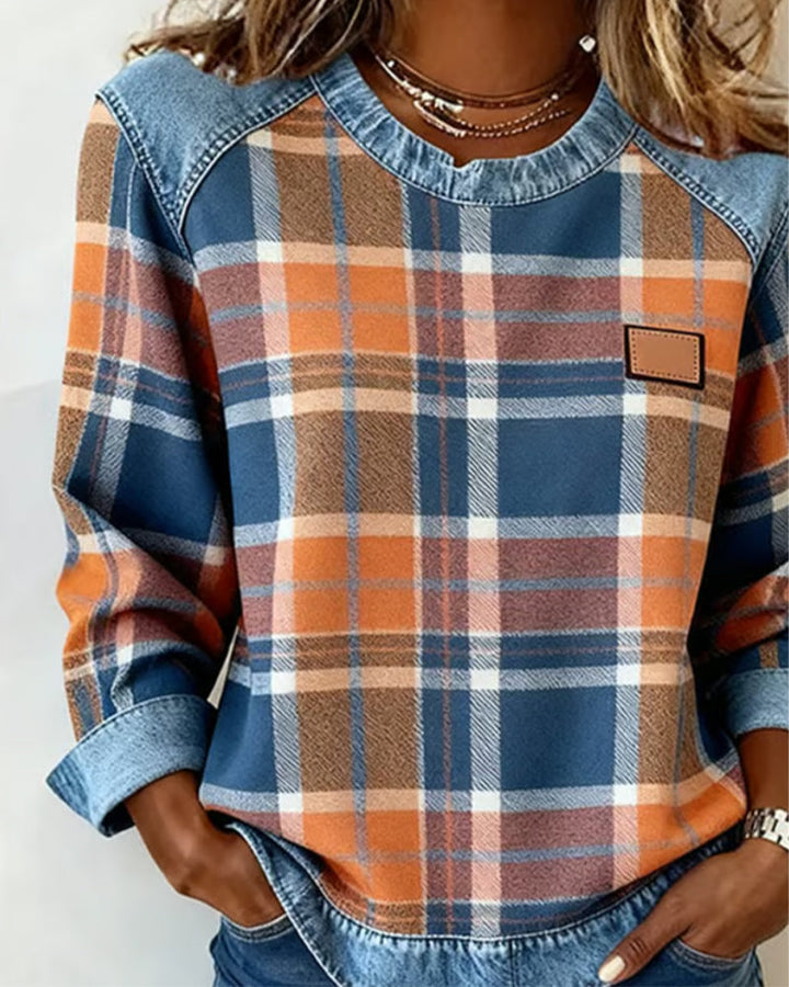 Adair - Afslappet ternet rundhalset sweatshirt