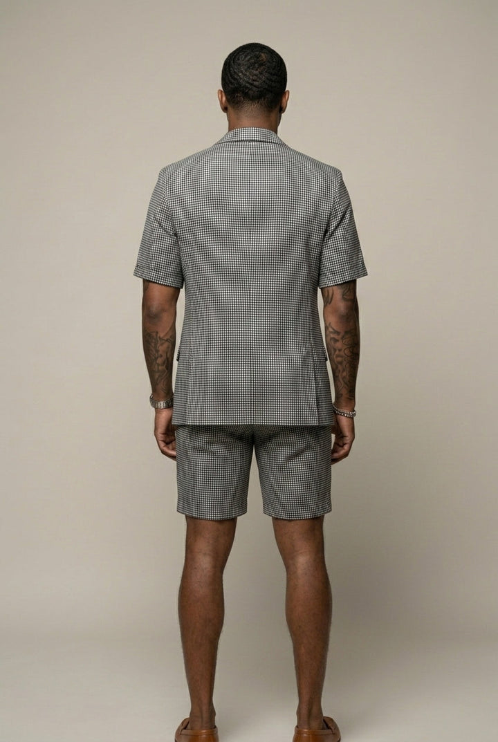 Rufus - Skræddersyet ternet blazer- og shorts-sæt