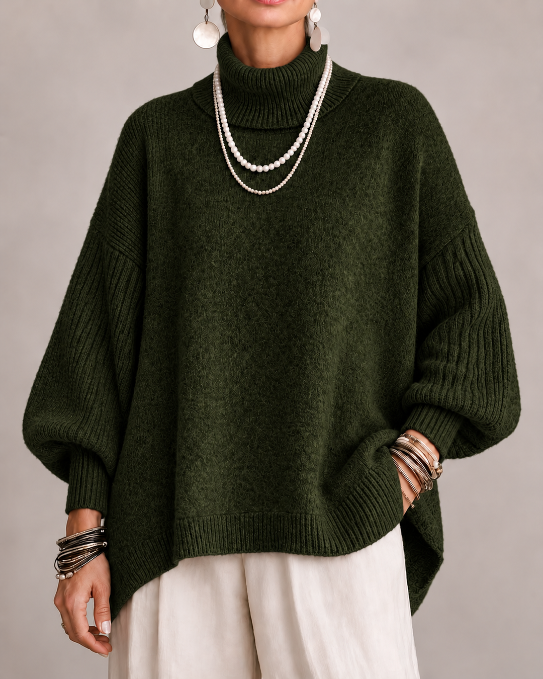 Sorcha - Afslappet draperet rullekravesweater