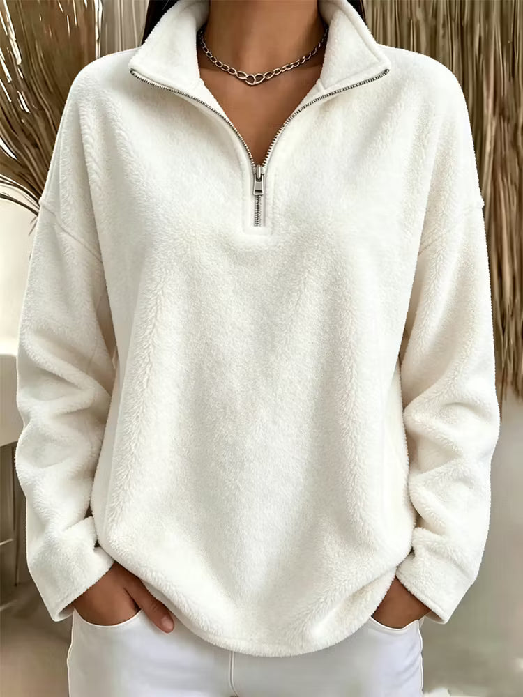 Tiana - Afslappet fleece-sweatshirt med høj hals
