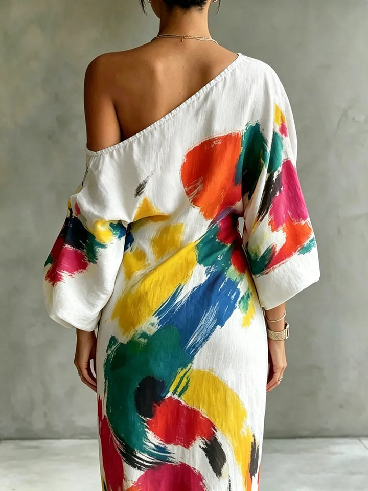 Adoressa - Skulpturel one-shoulder maxikjole