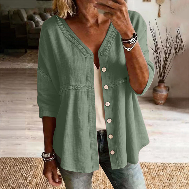 Ardena - Broderet gennemknappet bluse