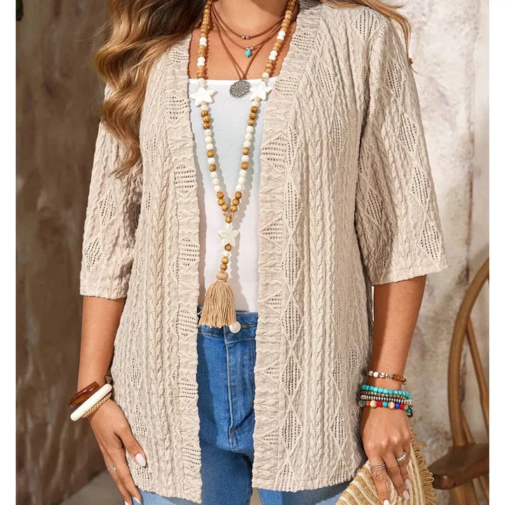 Delienne - Ultrablød pointelle strikcardigan