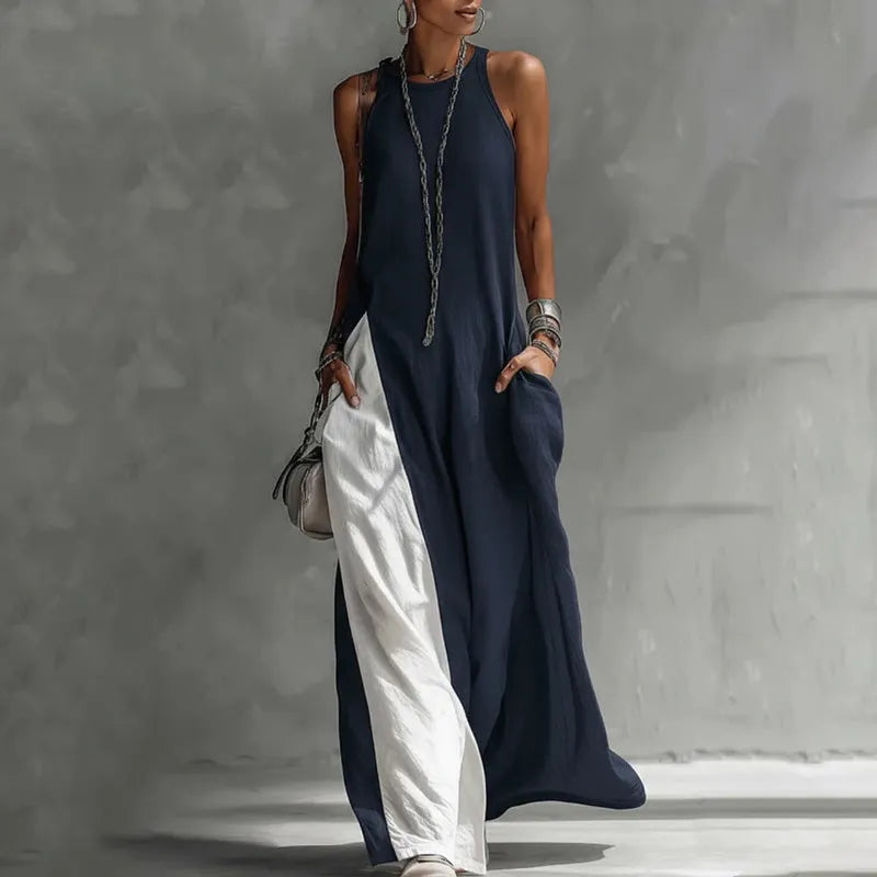 Zarella - Soft-touch colorblock maxikjole