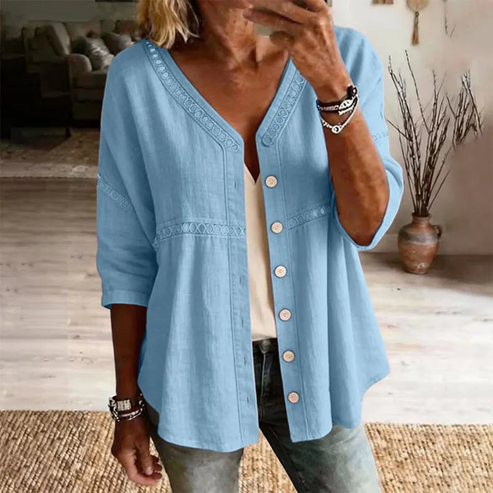 Ardena - Broderet gennemknappet bluse