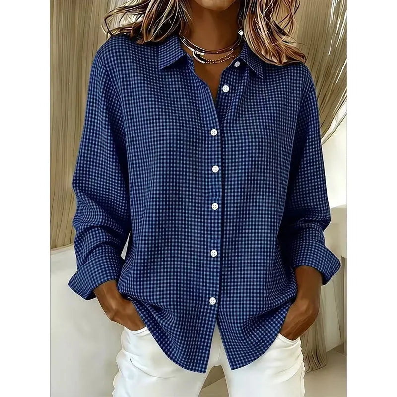 Illyssia - Klassisk gingham-ternet skjortebluse