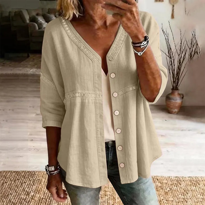 Ardena - Broderet gennemknappet bluse