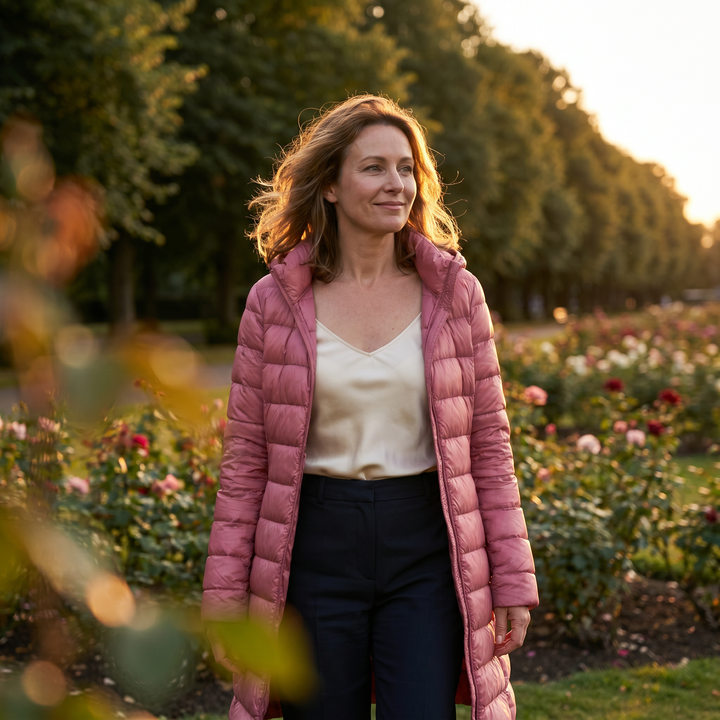 Mira - Ultralet pufferjakke i lang model