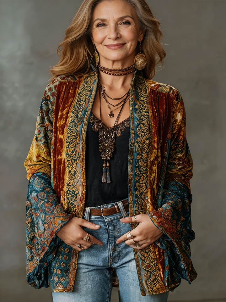 Eudocia - Boho-broderet kimono-cardigan
