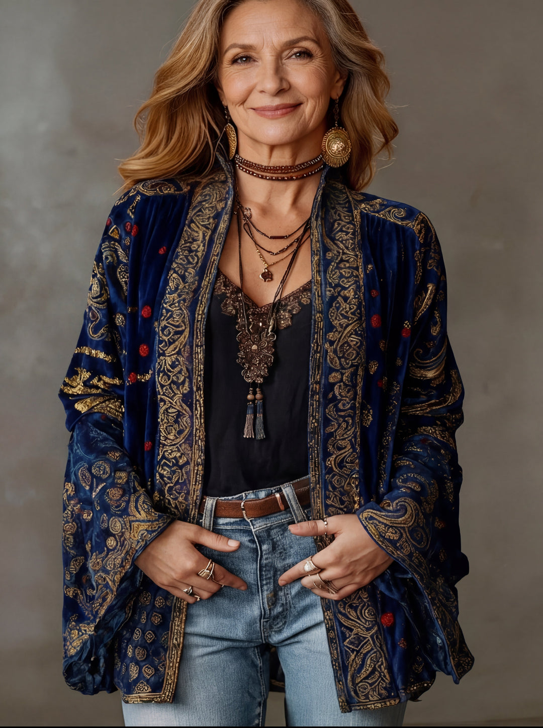 Eudocia - Boho-broderet kimono-cardigan