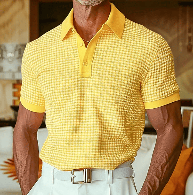 Beren - Struktureret ternet poloshirt