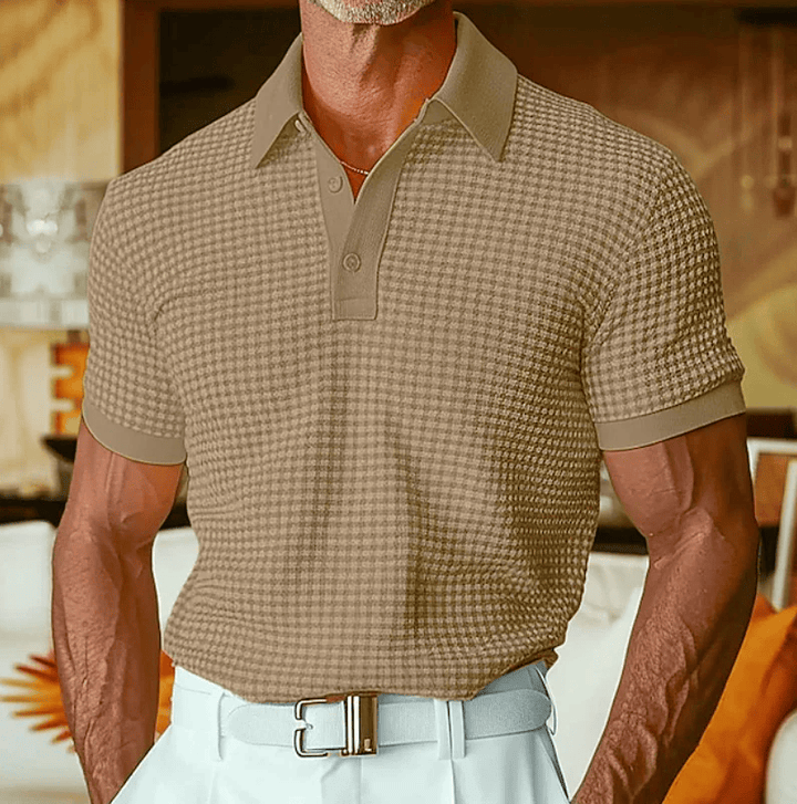 Beren - Struktureret ternet poloshirt