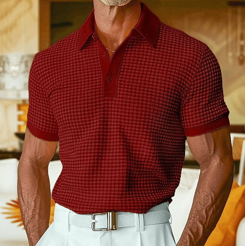 Beren - Struktureret ternet poloshirt