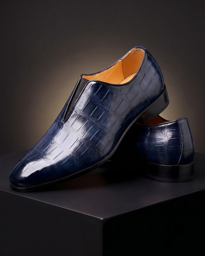 Denton - Patinerede slip-on loafers med krokoeffekt