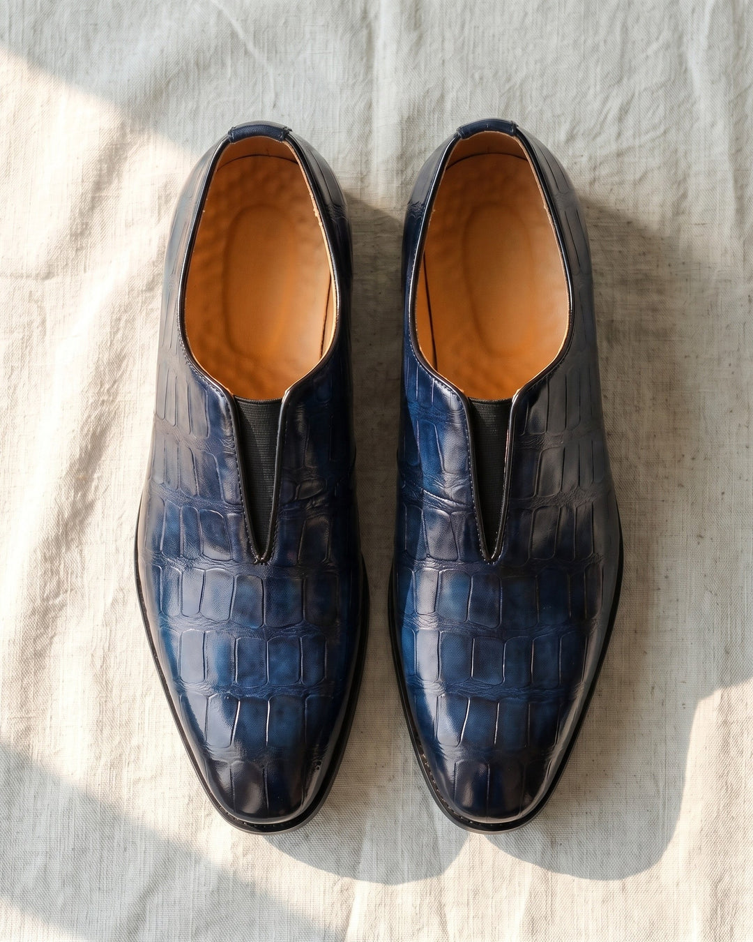 Denton - Patinerede slip-on loafers med krokoeffekt