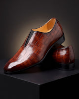 Denton - Patinerede slip-on loafers med krokoeffekt